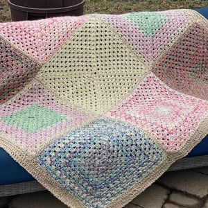 Beautiful Handcrafted Stained Glass Afghan 62” x 62